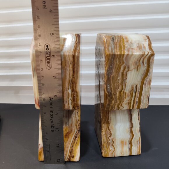 Vintage Banded Onyx Horsehead Bookends - Picture 3 of 5